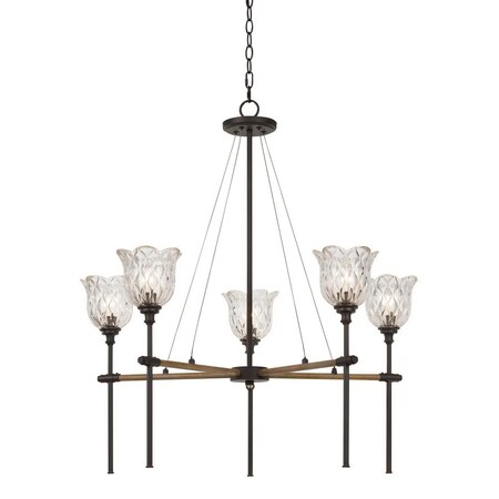 Cal Lighting 60W X 5 Melilla Metal Chandelier With Glass Shade FX-3688-5